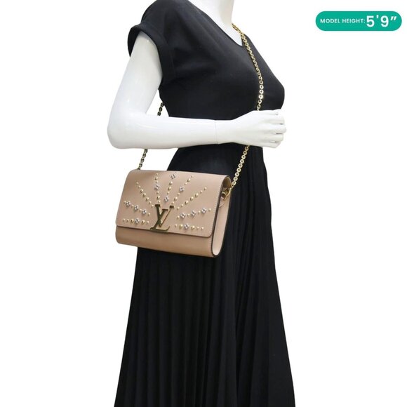 Louis Vuitton  Chain Louise GM Studded Leather Shoulder Bag Beige - Picture 2 of 14